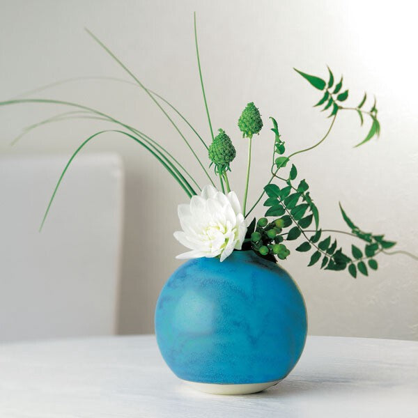 Blue Flower Vase with Calligraphic Wooden Box