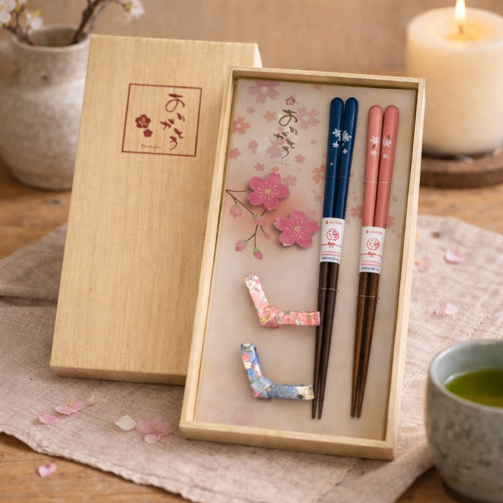 Cherry Blossom Chopsticks with Rests Gift Set