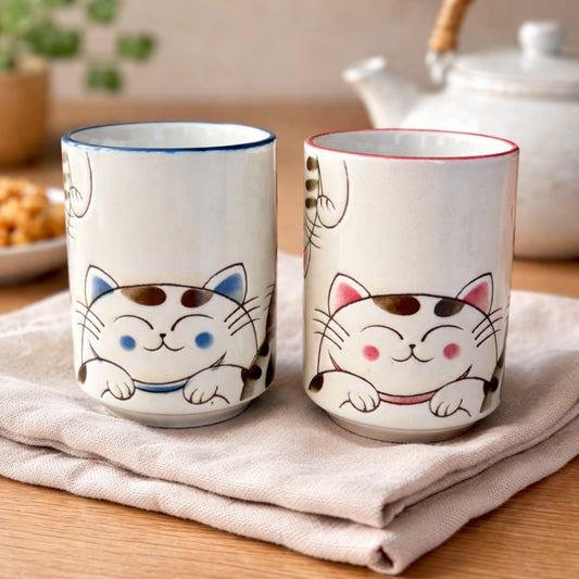 Crystal Cat Lucky Teacup Pair