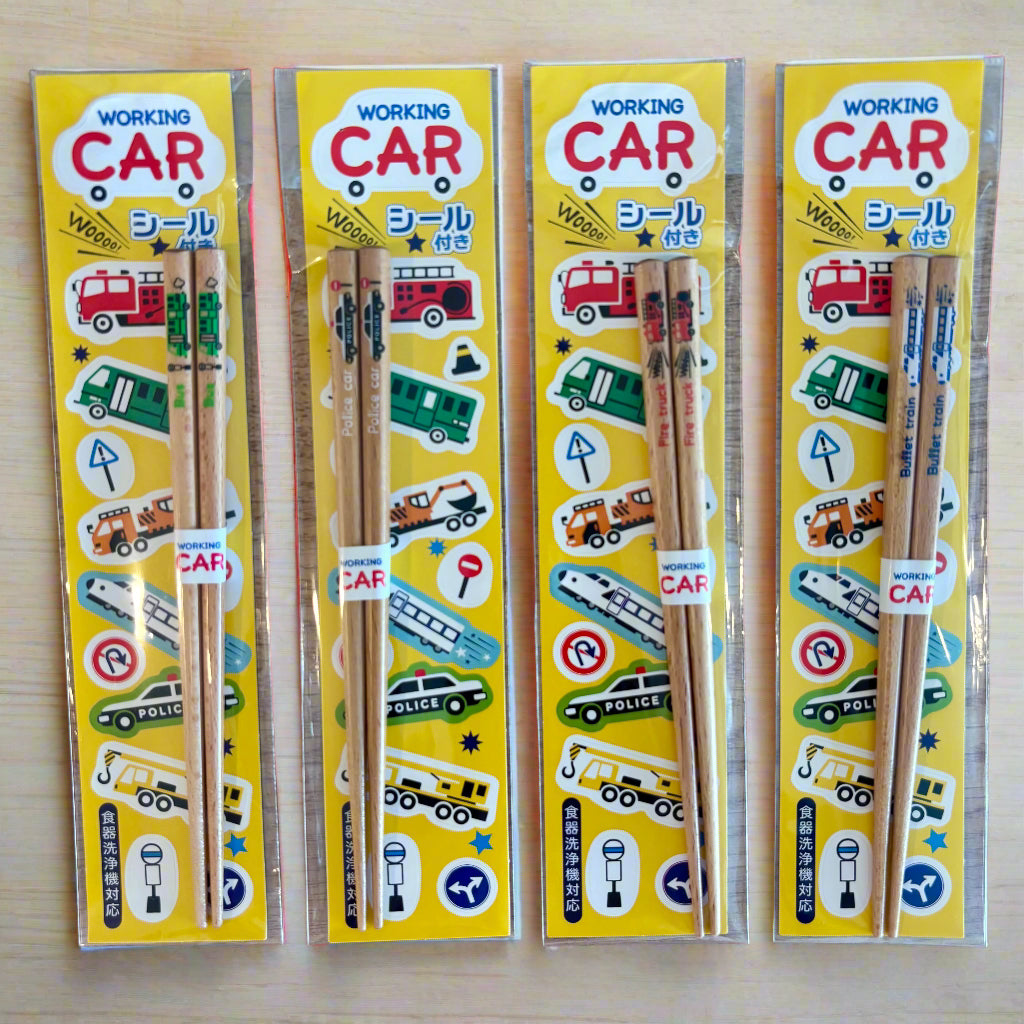 兒童用天然木筷 - 工作車系列