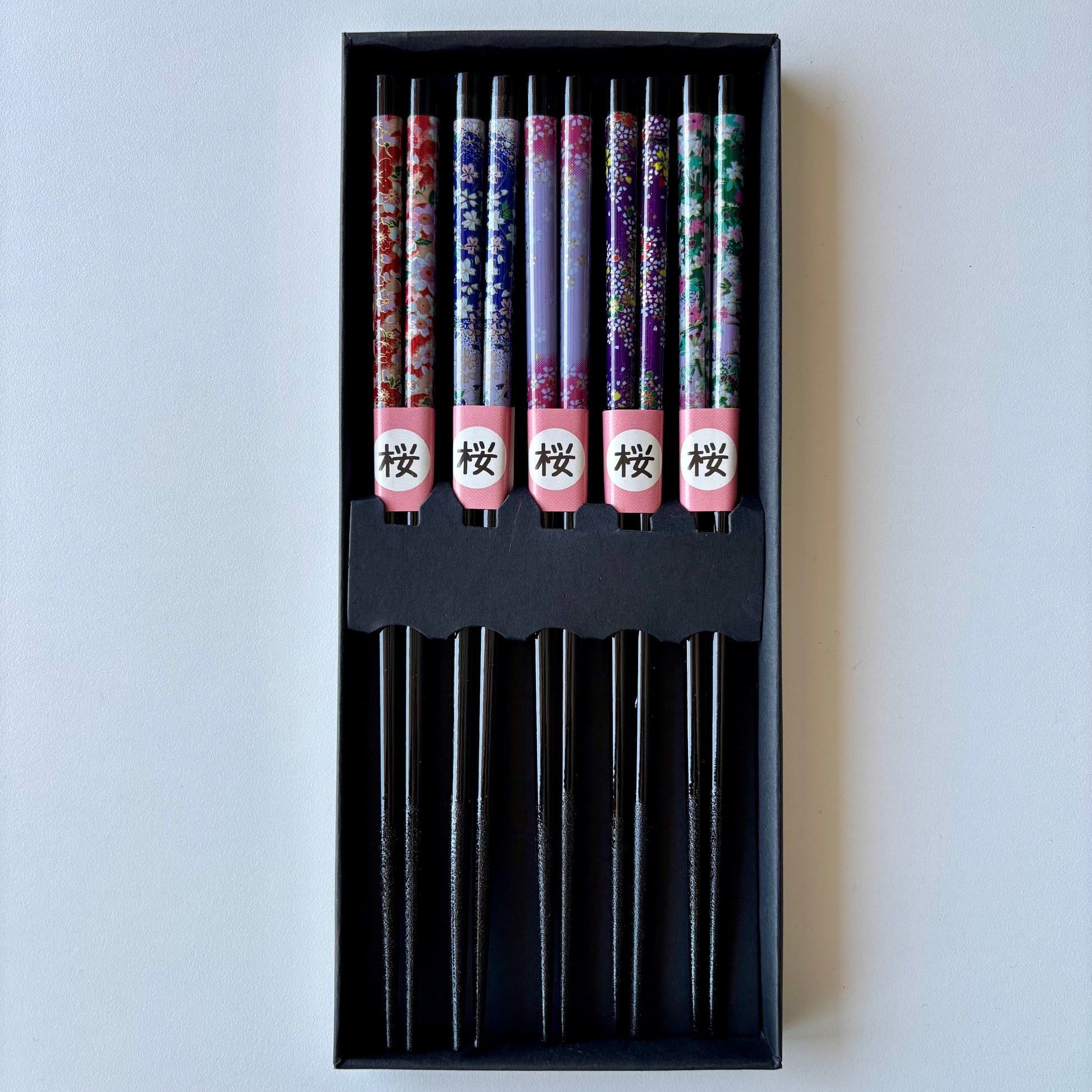 Made in Japan bamboo chopsticks set with cherry blossom motifs