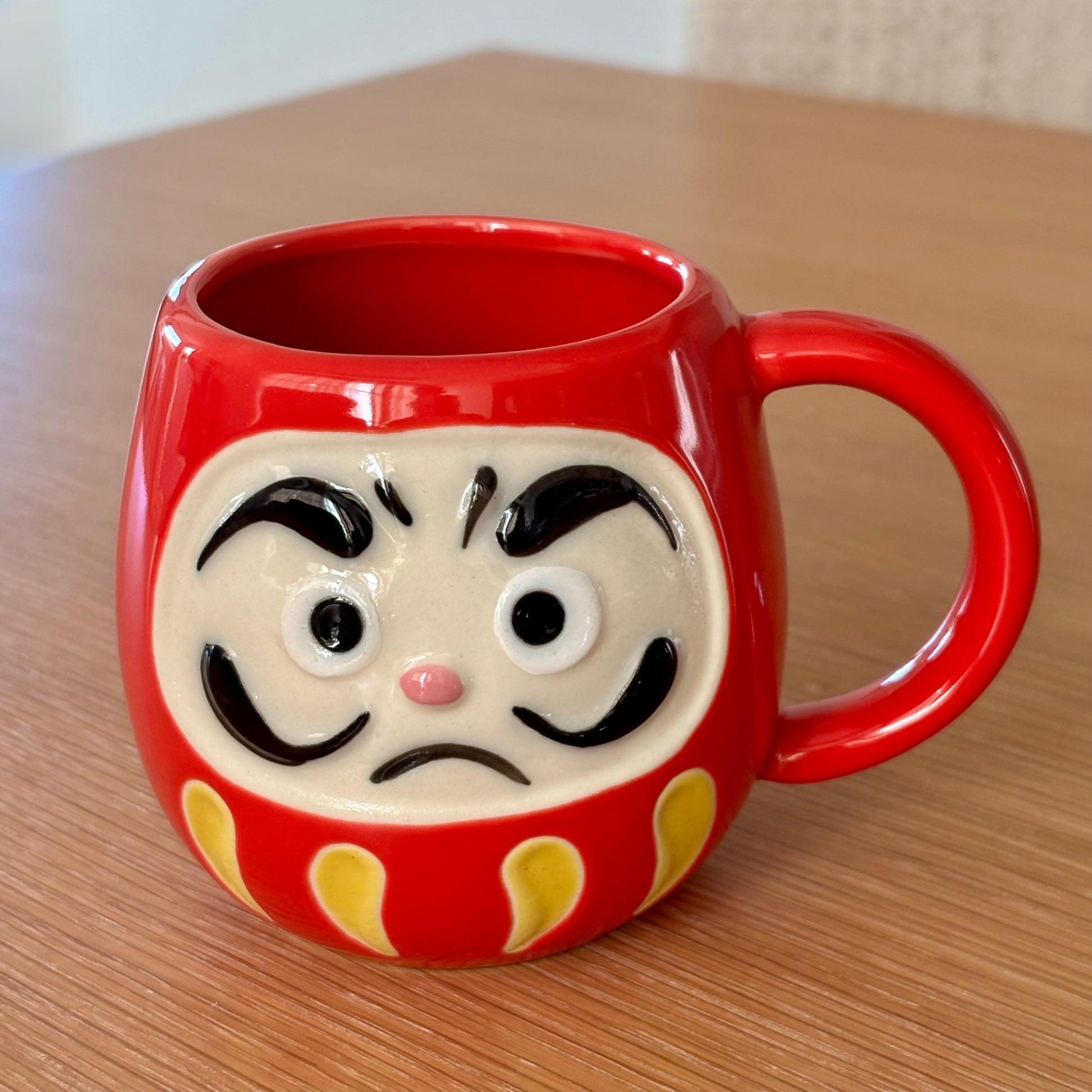 Lucky Daruma Mug red Japanese Mino ware ceramic mug
