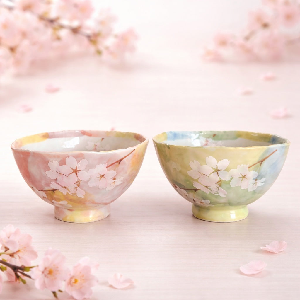 Sakura Bowl Duo & Floral Gauze Towel Set