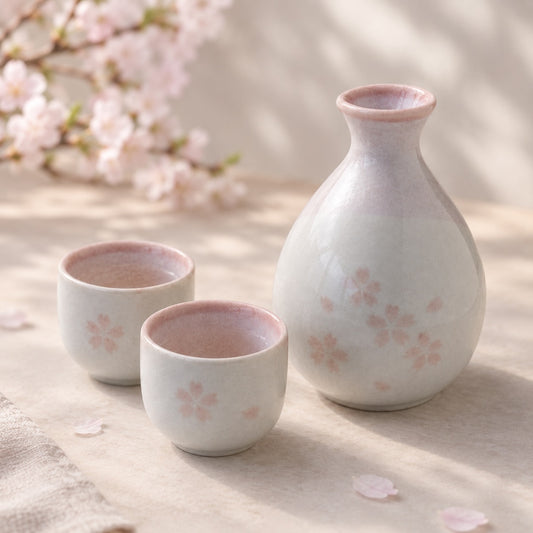 Kasumi Sakura Mino Ware Sake Set