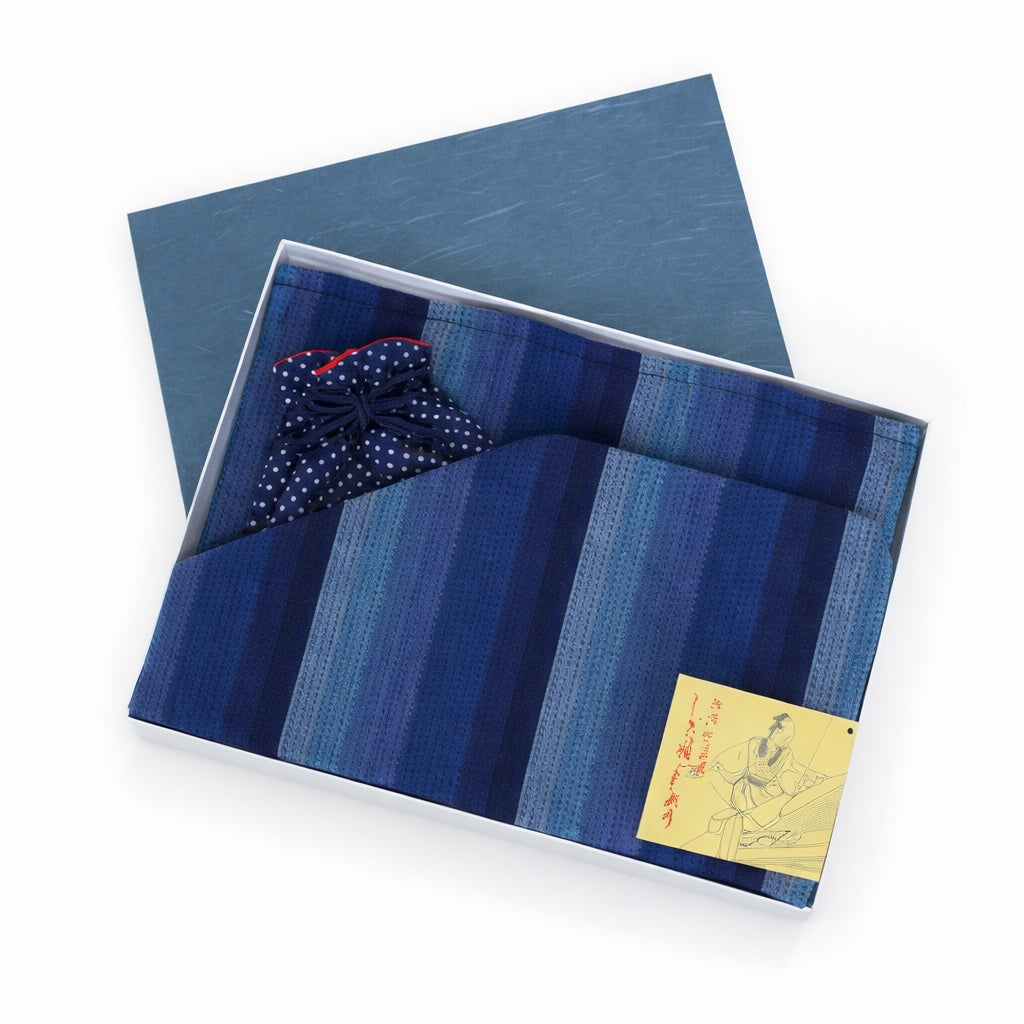 Awa Shijira-ori Tote and Drawstring Pouch Set