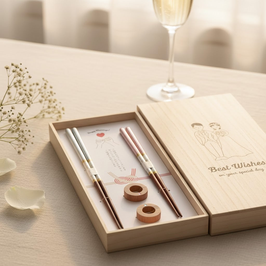 Chopstick Pair with Swarovski-Inlaid Rests Gift Set